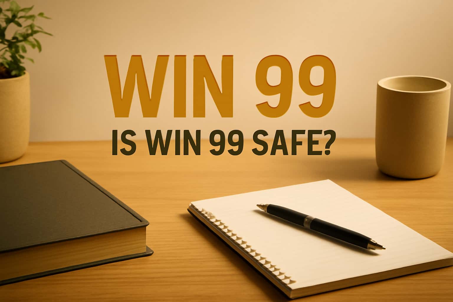 An informative graphic showcasing the question 'Is Win 99 Safe?' in a professional setting.