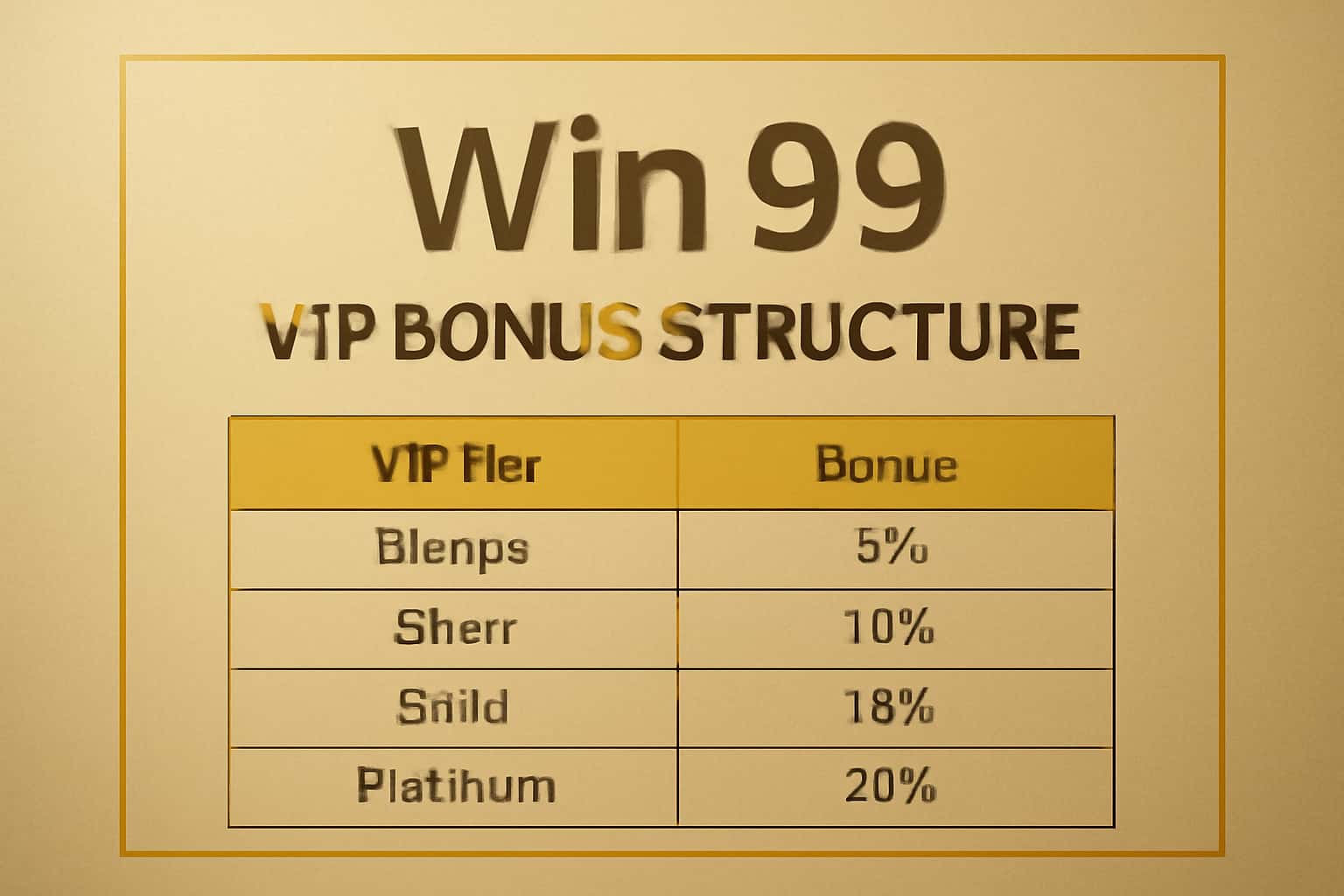 Visual representation of the Win 99 VIP Bonus Structure highlighting the membership benefits.
