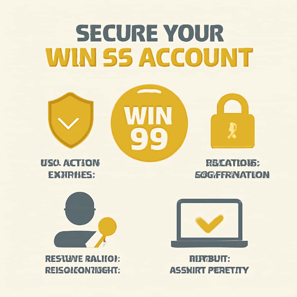 An educational illustration about securing Win 99 accounts.