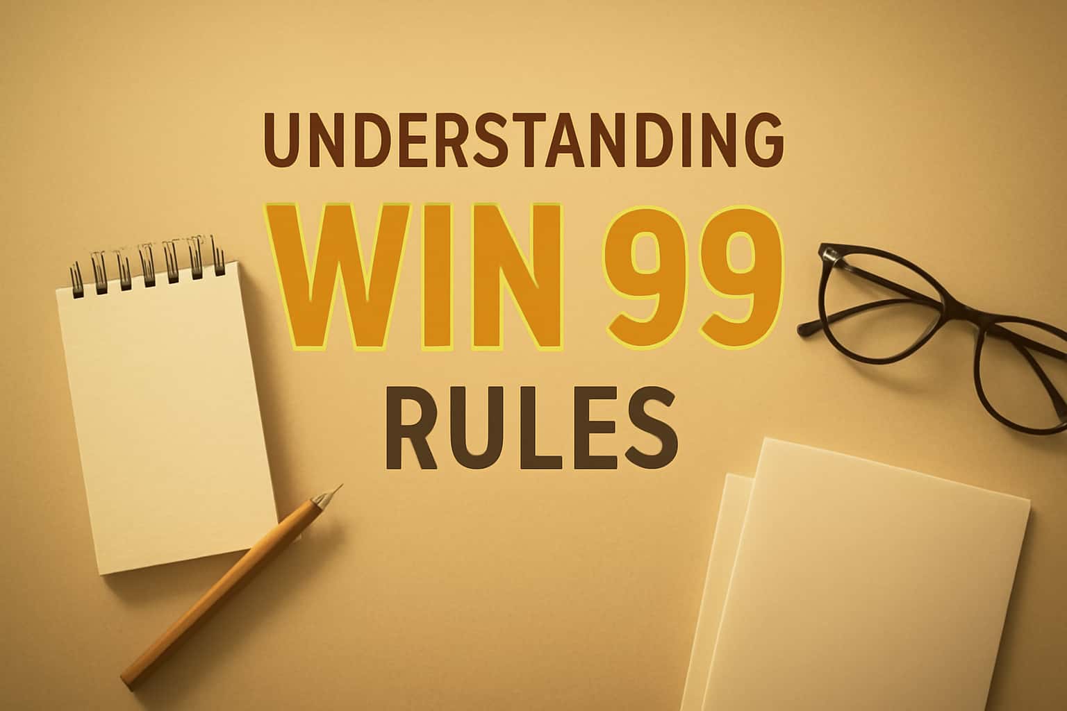 A futuristic and informative visual representation illustrating the rules of Win 99.