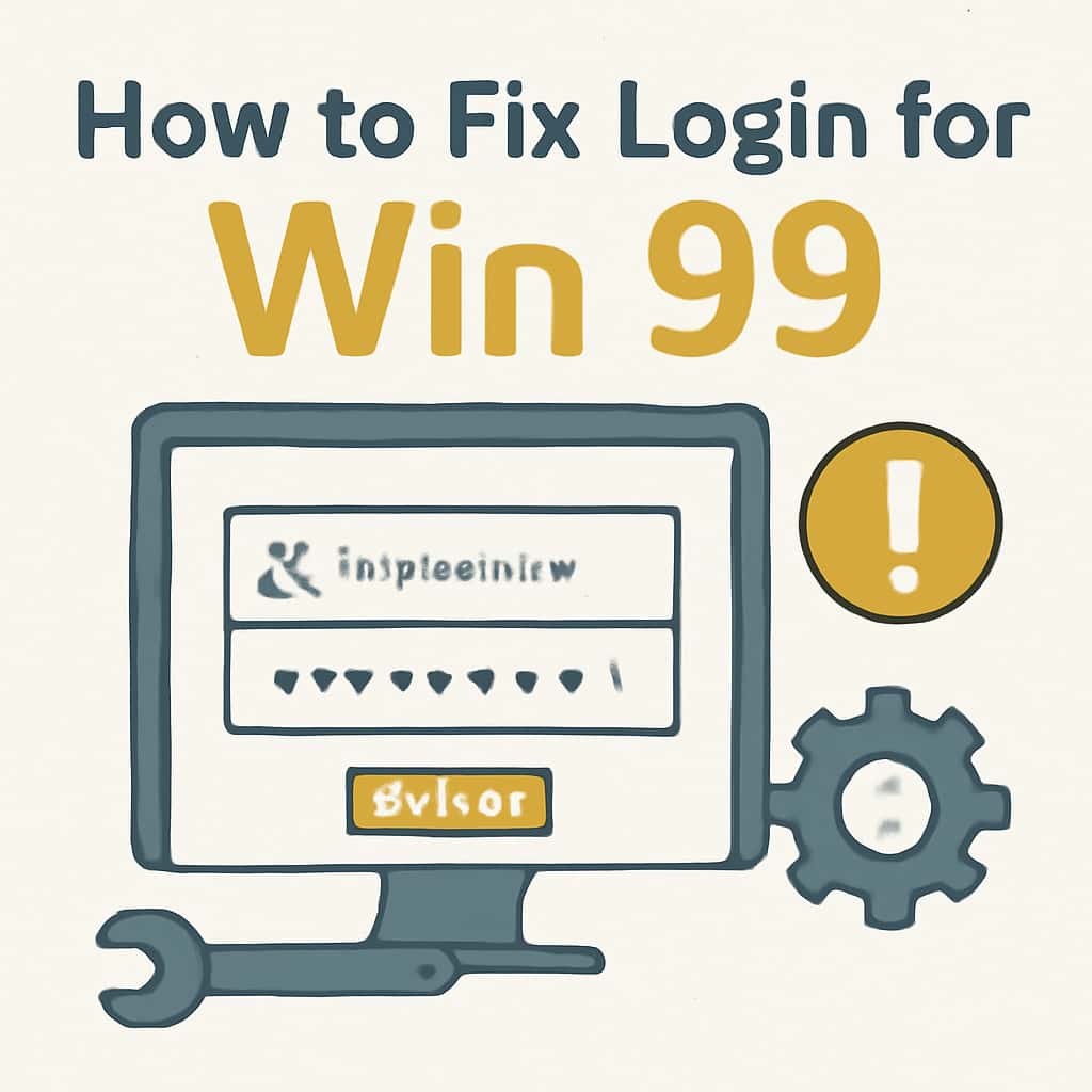 Illustration showing steps to fix login issues for Win 99.